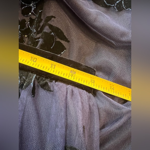 Vintage Whimsigoth Navy Floral Gown Style Skirt Only - Picture 9 of 9